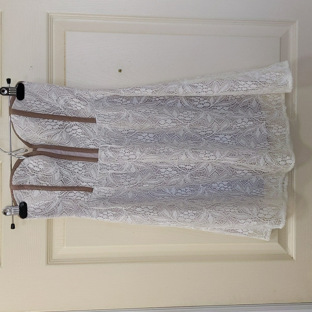 UO Pins and Needles Strapless  Cotton Lace Dress, white and gray, Size S